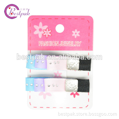 New style grosgrain ribbon hair pins with beads for kids
